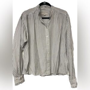 NWOT Loft Swiss Dot Button Down Blouse White/black Size S workwear